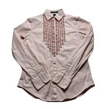 Stunning Womens Ladies Ralph Lauren Shirt Blouse Pink White Stripe Size XS picture