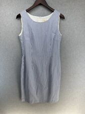 Vintage Brooks Brothers Women’s Dress Size 8 Blue White Stripe Sheath Sleeveless picture
