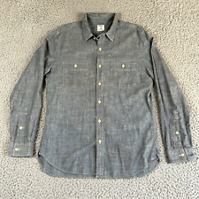 J. Crew Chambray Shirt Men's Medium Blue  Button Up Chain Strap Cotton Pockets picture