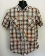 BEN SHERMAN Shirt Mens L Button Up Short Sleeve Western Casual Plaid Pockets picture