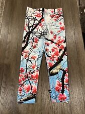 Womens Terez Spring Floral Sakura Cherry Blossoms Leggings New XS Cropped picture