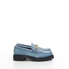 CELINE 970$ Jeans Blue Margaret Loafers - Triomphe Chain, Polished Bull picture
