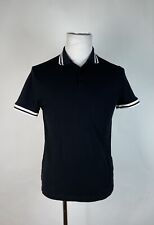 ASOS Design - contrast tip trim men's black Cotton muscle fit polo shirt Medium picture
