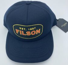 Filson Dark Navy Logo Harvester Hat SnapBack Cap NWT picture