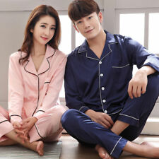 Womens Men Comfort Satin Silk Pajama Sets Sleepwear Homewear Nightwear Homewear picture