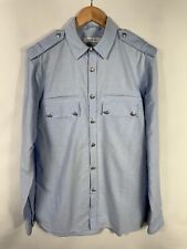 Pierre Balmain Men's Size 50 Blue Military Style Long Sleeve Shirt picture