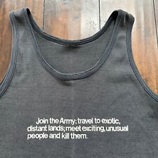 Join The Army RARE Vintage T Shirt 80s Tank Military Text Kill Humor USA Country picture