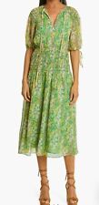 Ted Baker London Ursille Asymmetric Smocking Midi Dress Green Floral Size 1 picture