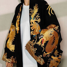 Chinese Embroidery Dragon Robe Womens Stand Collar Silk Coats Jackets Hip Hop picture