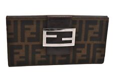 Authentic FENDI Zucca Vintage Long Wallet Purse Canvas Leather Brown 3892J picture