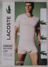 Lacoste Essentials 3 Pack White Slim Fit Crew Neck T-shirts Tee Cotton NWT picture