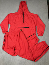 Vintage LL Bean Track Suit Womens Large Red Anorak Pants Rainwear Tear Away USA picture