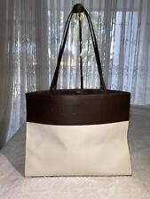 CELINE - colorblock white coated canvas with brown leather bag picture