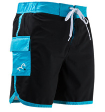 TYR Bulldog Solid Boardshorts, Men's Size M, Black/Blue NEW MSRP $39.99 picture