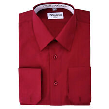 Men's Berlioni Designer Burgundy Long Sleeve Convertible Cuff Dress Shirt - NWT picture