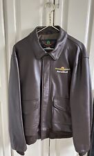 SHELL PILOT’S BOMBER JACKET SIZE 44  - VINTAGE PERRONE - BROWN LEATHER - GOOD picture