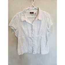 Vintage Jordache Juniors Sz 3X Short Sleeve Button Down Blouse White picture