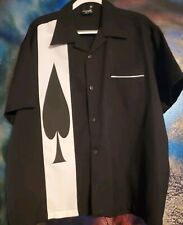 Steady Last Call Shirt Mens Large Black White Spade Rockabilly Bowling picture
