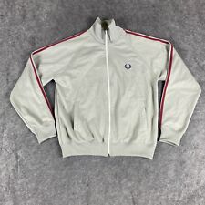 Fred Perry Track Jacket Mens Medium Gray Red Stripe Full Zip Casual picture