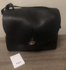 Furla Net Black Leather Medium Top Handle Made In Italy Satchel Handbag Nwot picture