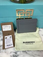 NWT Authentic Burberry Men’s MS Chase Storm Grey Leather Card Holder Money Clip picture