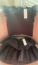 janie and jack Black Tulle Skirt & Top Set 7/8 picture