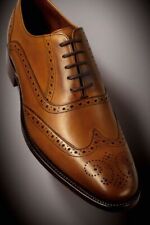 Handmade wingtip brogue shoe brown Leather men shoes, real leather office shoes. picture
