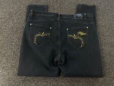 Apple Bottom Black Denim Jeans Ladies 38 x 30 Embroidered Pocket Logos Y2K Hip picture