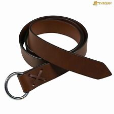 Medieval Leather Belt Viking Knight Renaissance Accessory With Ring Buckle Brown picture