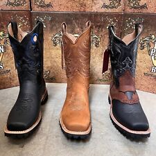 MEN'S SQUARE TOE BOOTS WESTERN COWBOY CRAZY LEATHER TRACTOR SOLE MULTICOLOR BOTA picture