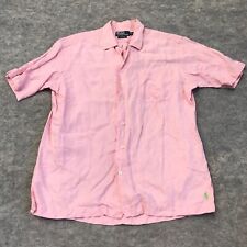 VTG Polo Ralph Lauren Caldwell Silk Linen Short Sleeve Button Shirt Men's M Pink picture
