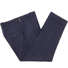 Sartorio by Kiton Navy Flannel Wool Dress Pants with Side Tabs 34 (Eu 50) NWT picture