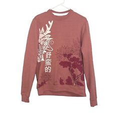Blind Rooster Japanese Art Dark Coral Relaxed Crewneck Sweatshirt size Small picture