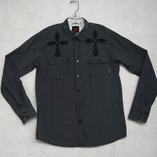 One 90 One Button-Up Shirt Men's Size Medium Black Striped Long Sleeve Cotton picture