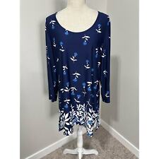 Slinky Brand Blue Floral Tunic Top XL  picture