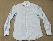 ISAIA Napoli Shirt Button Up Men’s Size 15 1/2 Blue picture