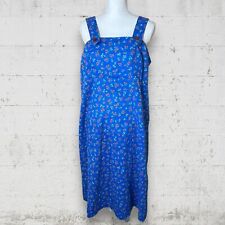 Vintage 1970s Blue Floral Handmade Jumper Midi Dress Size Large picture