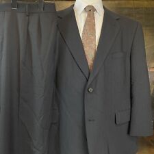 Joseph & Feiss 50S 40 x 28 2Pc 100% Wool Charcoal 2Btn Suit Pleated Cuffed Pants picture