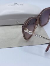 SWAROVSKI Pink Bordeaux Clear Sunglasses 55-16-140 Side Crystals Pearls picture