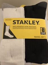 STANLEY Mens Mid Weight Work Crew Socks Full Cushion 8 PK Shoe Size 6-12 picture
