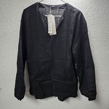 Coofandy Men's Long Sleeve Lightweight Linen Shirt, Black, Medium picture