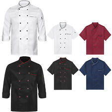 US Mens Chef Coat Contrast Color Cooking Jacket Tops Kitcken Work Uniform Shirts picture