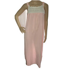 Vintage Van Raalte Nightgown Size 36 Small Long Gown Sleeveless Nylon Pink Bow picture