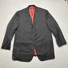 Gianluca Isaia Suit Jacket Mens 56 46 R Black Striped Wool Silk Blazer Coat picture
