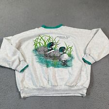 Vintage Ducks Sweatshirt Adult Medium Nature Outdoor Crewneck Gray 90s picture