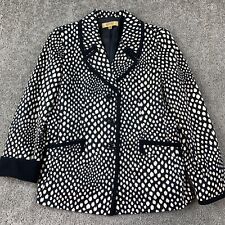 Kasper Lined Blazer Jacket Women's Petite 12P Black Tan Geometric EUC picture