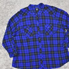 Torrid Women's Plus Size 6 Blouse Top Long Sleeve Blue Plaid Rayon  Collared picture