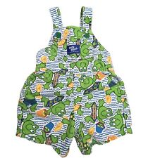 Oshkosh B’Gosh US Made Swimming Frog Print Overalls VERY RARE Vintage 12 Months picture