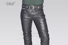 Skintight Black leather jeans pant fetish rock street party custom made FS GT picture