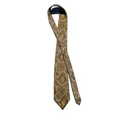 Vintage Cutter Cravat Necktie Mens Gold Paisley 100% Polyester 1940s 1950s picture